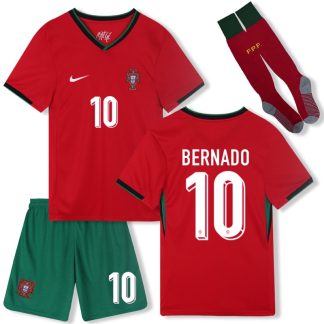 Günstige Fußball Trikotsatz Portugal Bernardo 10 Kinder Heimtrikot EM 2024