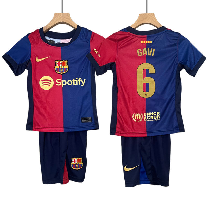 FC Barcelona Gavi #6 Heimtrikot Kinder Trikotsatz 2024-2025